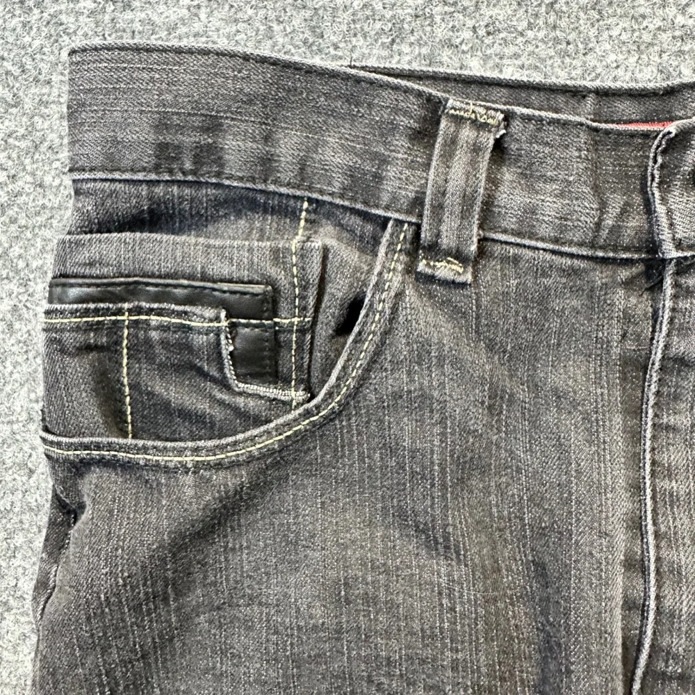 Terra Blue Jeans Men 32 Black Faded Denim Y2K Streetwear Grunge Straight Leg